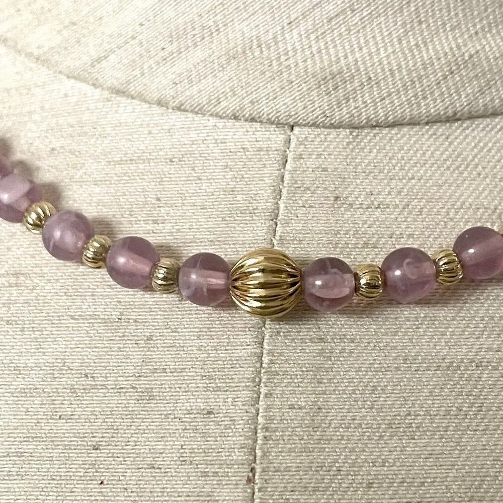 Vintage translucent purple gold tone Necklace